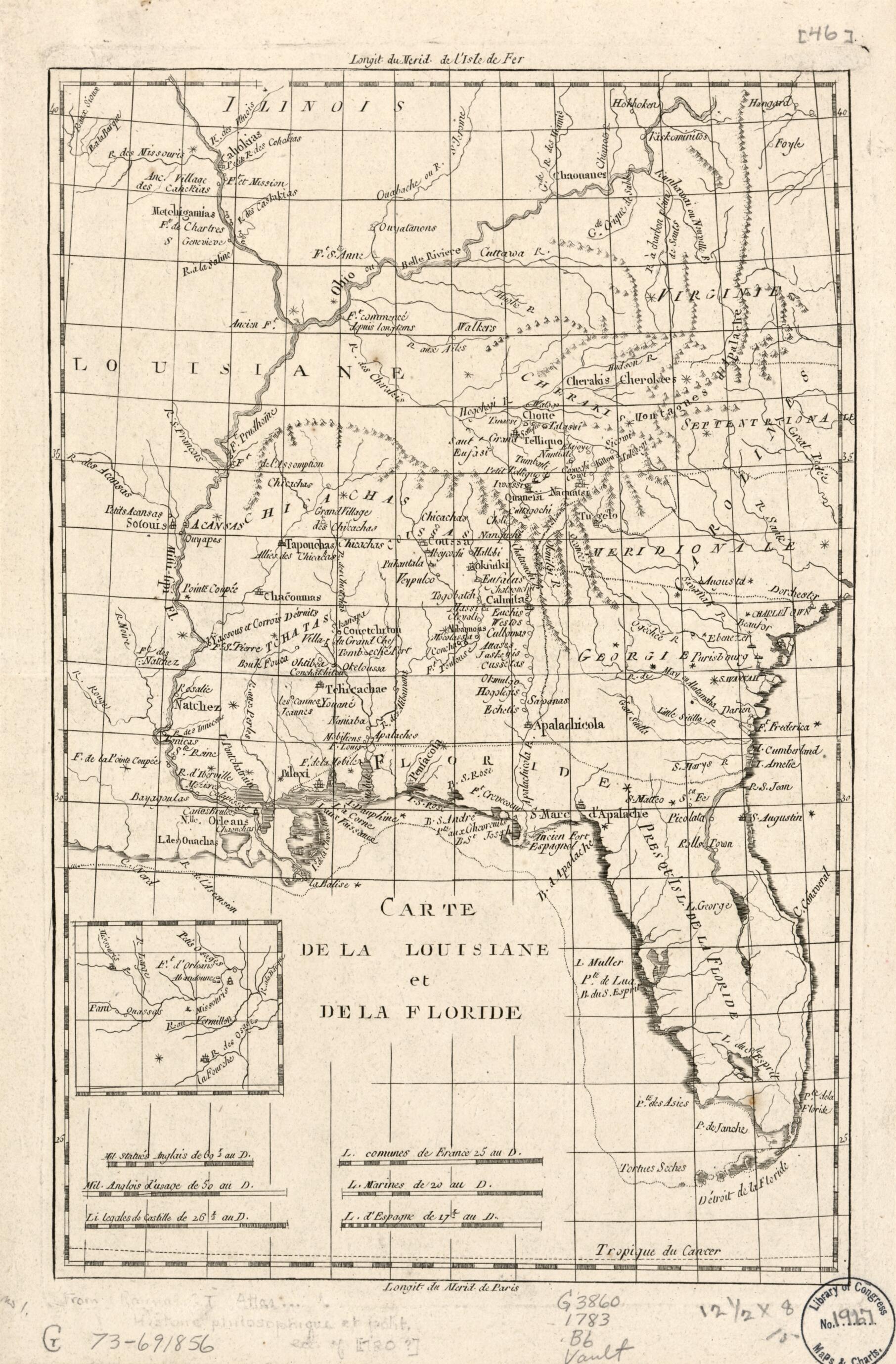 This old map of Carte De La Louisiane Et De La Floride from 1783 was created by Rigobert Bonne in 1783