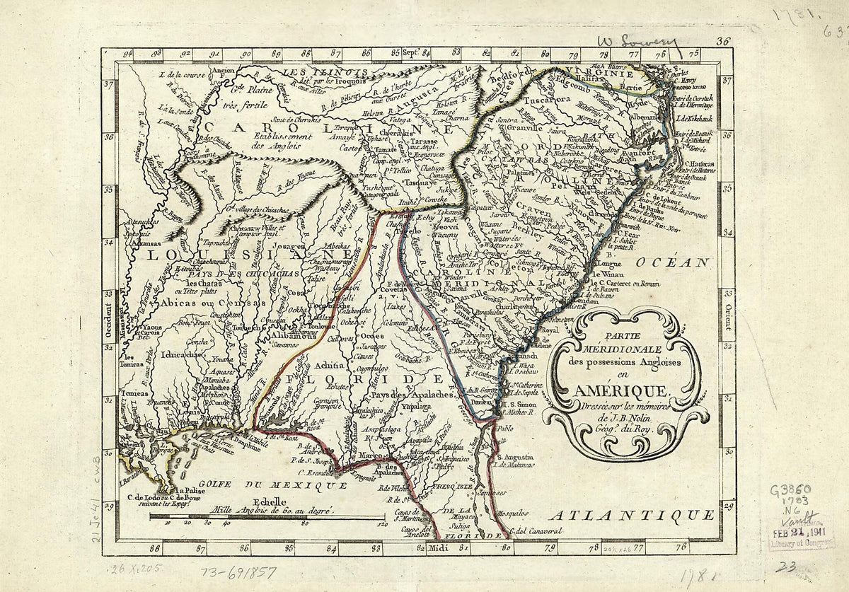 Partie Méridionale Des Possessions Angloises En Amérique 1783 by Relic Map Company