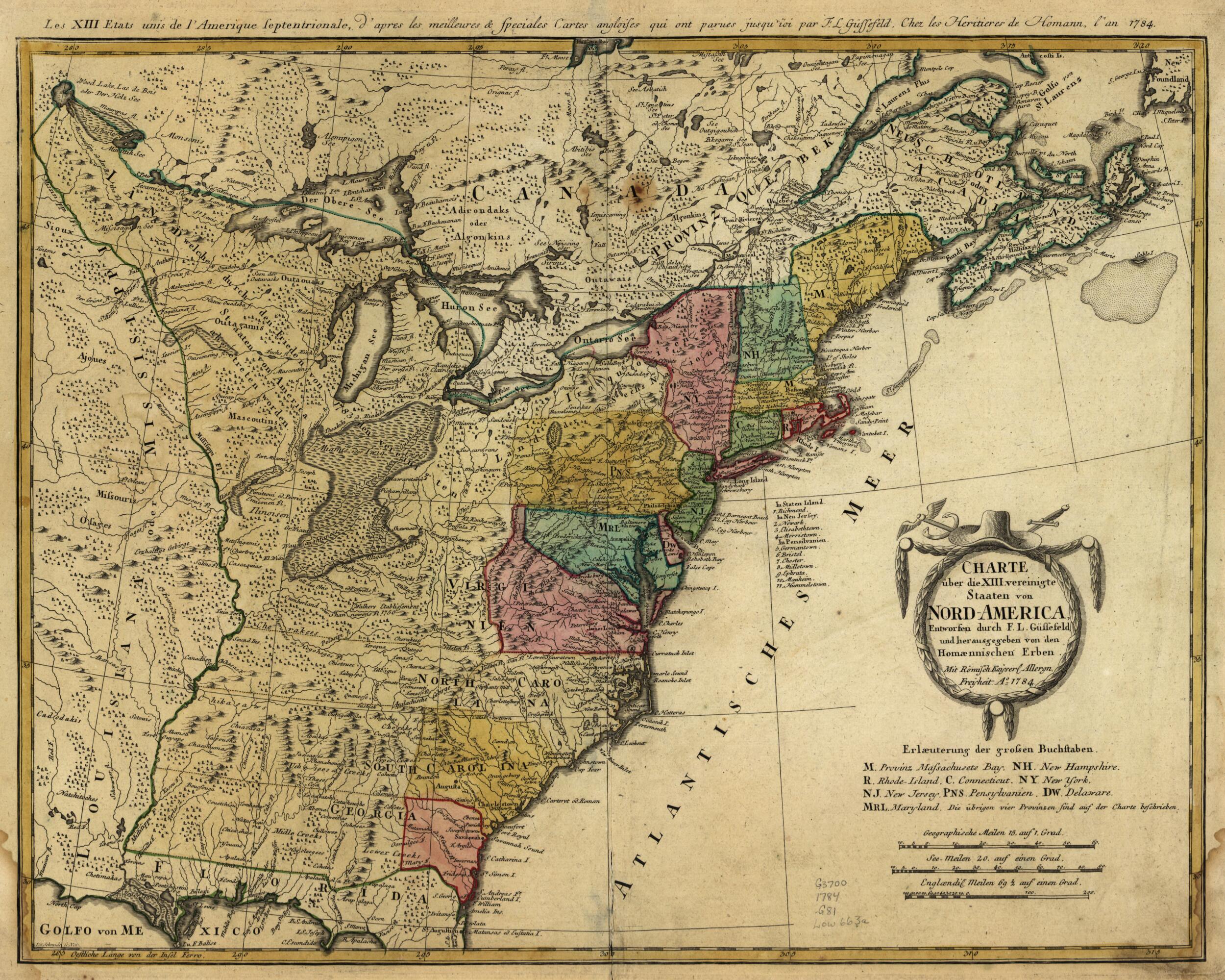 America 1784 by Relic Map Company