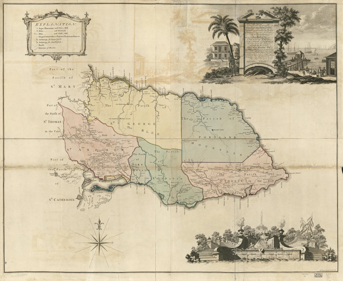 This old map of This Map of the County of Surry sic In the Island of Jamaica (This Map of the County of Surrey In the Island of Jamaica) from 1763 was created by Thomas Craskell, Daniel Fournier, Henry Moore, James Simpson in 1763