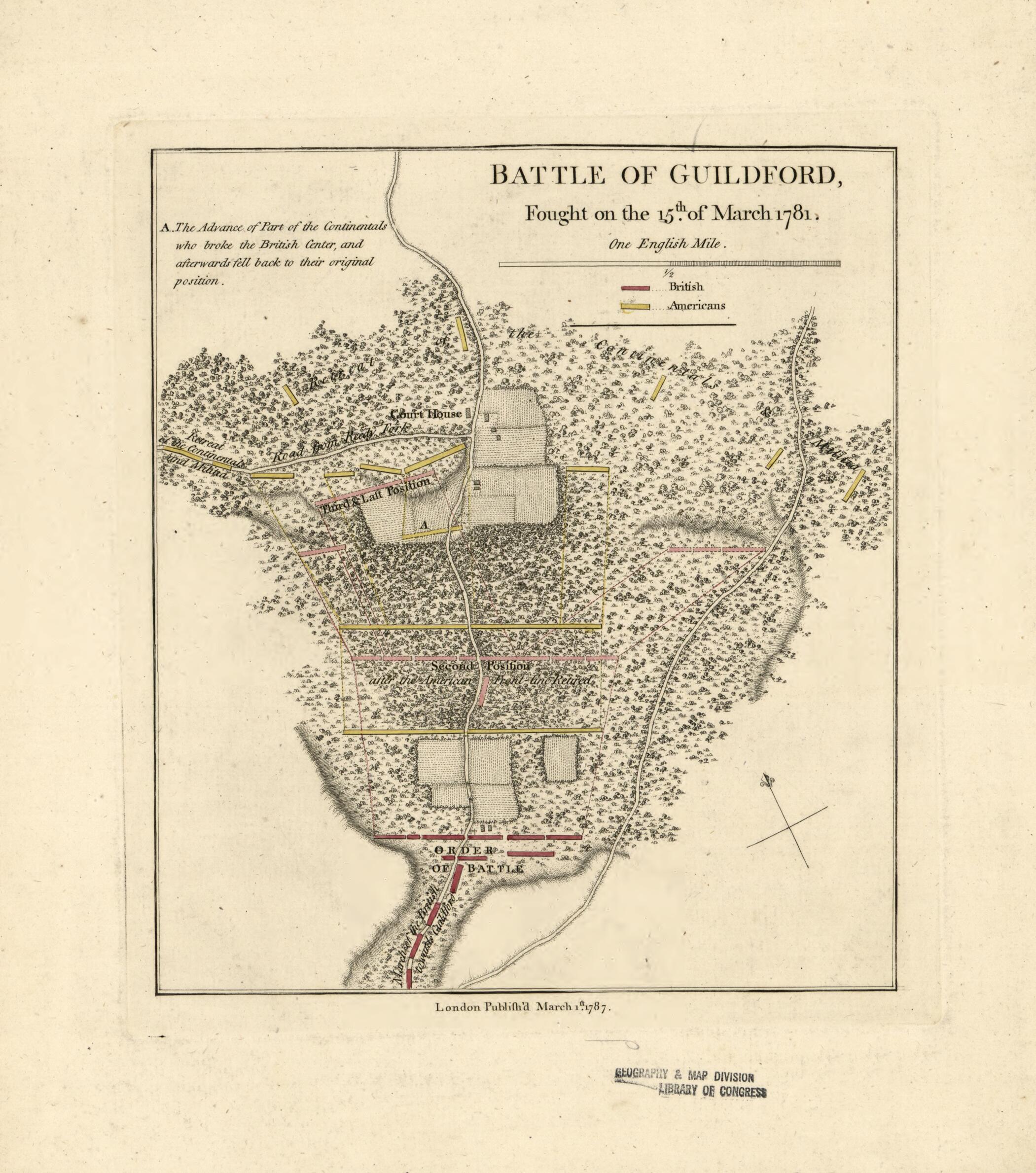 This old map of Battle of Guildford, Fought On the 15th of March 1781 from 1787 was created by  in 1787