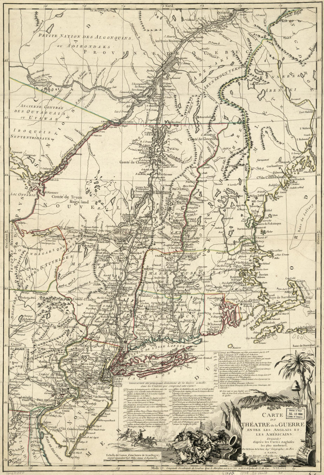 This old map of Carte Du Théatre De La Guerre Entre Les Anglais Et Les Américains: from 1782 was created by Louis Brion De La Tour,  Esnauts Et Rapilly in 1782