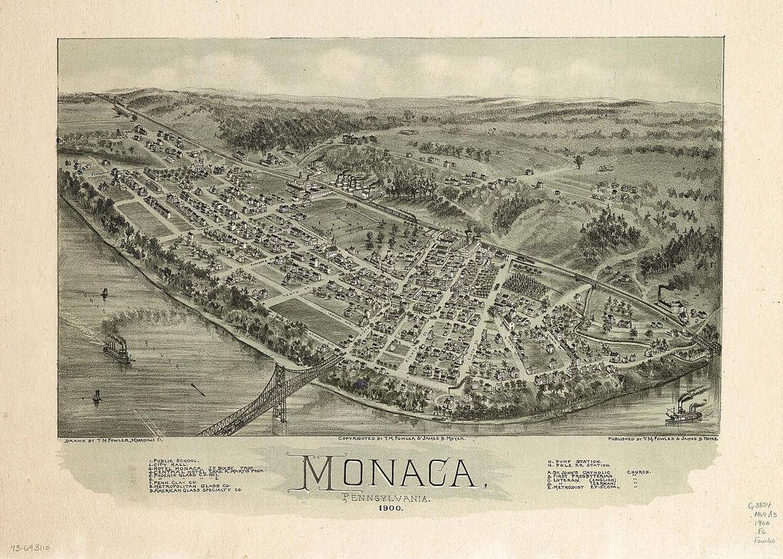 This old map of Monaca, Pennsylvania from 1900 was created by T. M. (Thaddeus Mortimer) Fowler, James B. Moyer in 1900