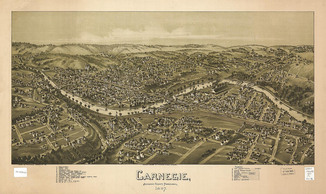 This old map of Carnegie, Allegheny County, Pennsylvania from 1897 was created by T. M. (Thaddeus Mortimer) Fowler, James B. Moyer in 1897
