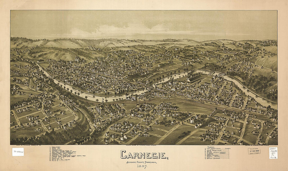 Carnegie, Allegheny County, Pennsylvania 1897 by Relic Map Company
