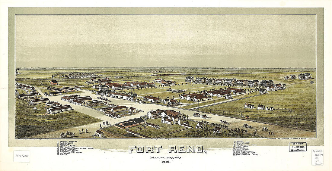 This old map of Fort Reno, Oklahoma Territory from 1891 was created by T. M. (Thaddeus Mortimer) Fowler, James B. Moyer in 1891