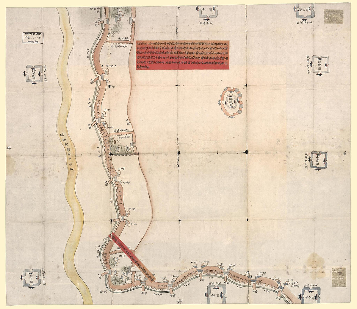 Caozhou Fu Shan Xian Nan Di Dong Hao Tu. (曹州府單縣南堤東濠圖, Embankment Map of Shan County In Caozhou Prefecture) 1855 by Relic Map Company