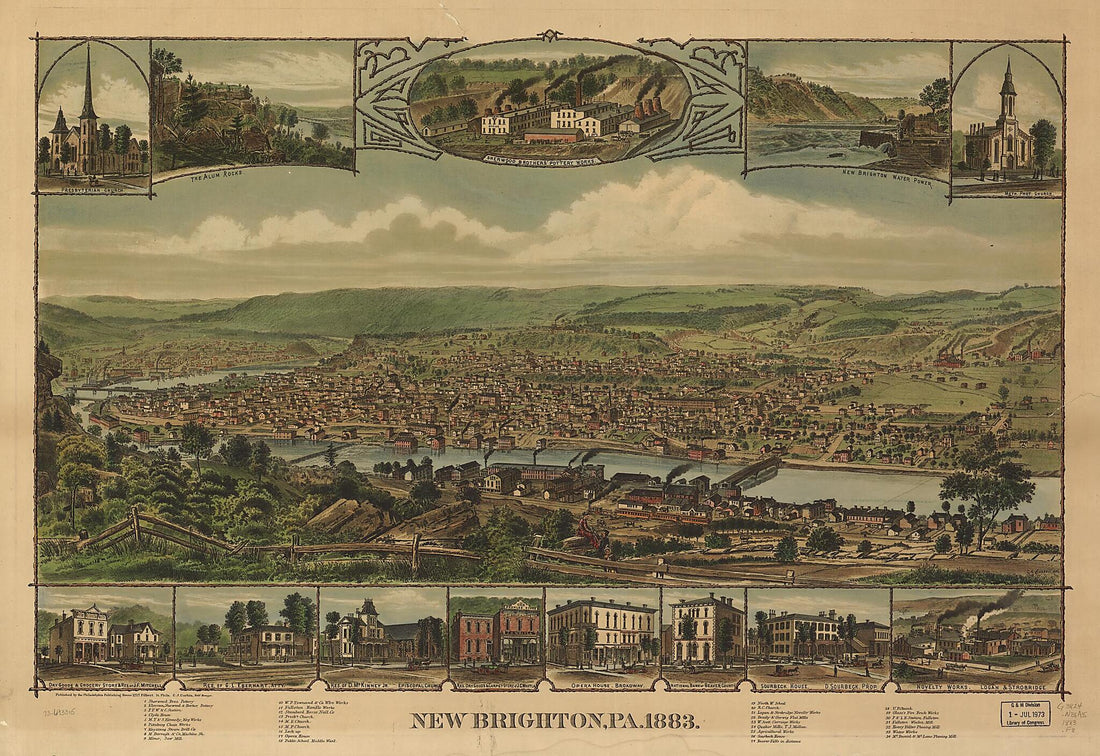 This old map of New Brighton, Pennsylvania from 1883 was created by Charles Lewis Fussell,  Philadelphia Publishing House in 1883