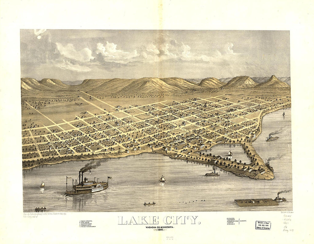 Lake City, Wabasha County, Minnesota 1867 by Relic Map Company