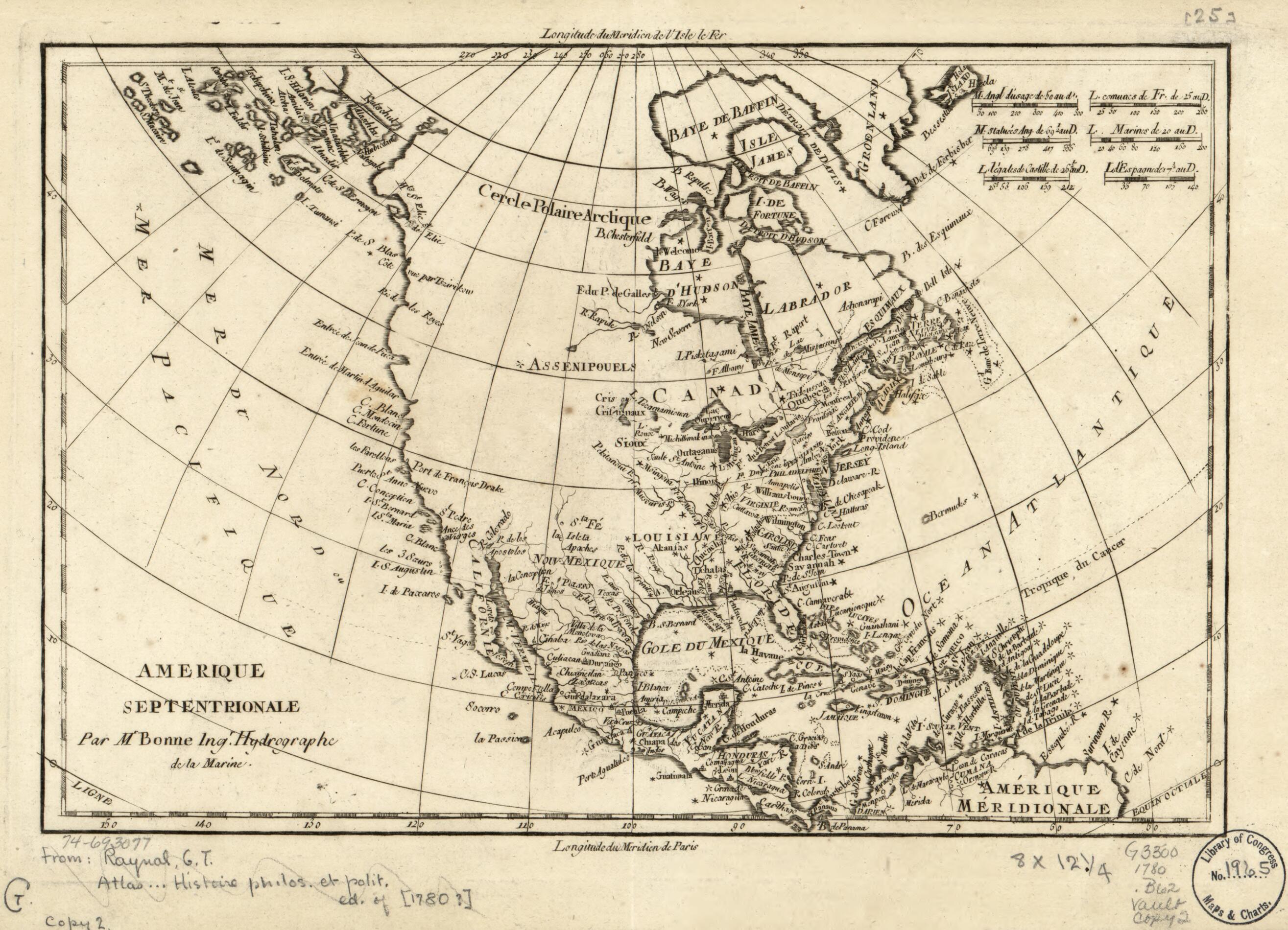 Amérique Septentrionale 1780 by Relic Map Company