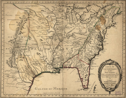 Carte De La Louisiane Et Des Pays Voisins 1762 by Relic Map Company