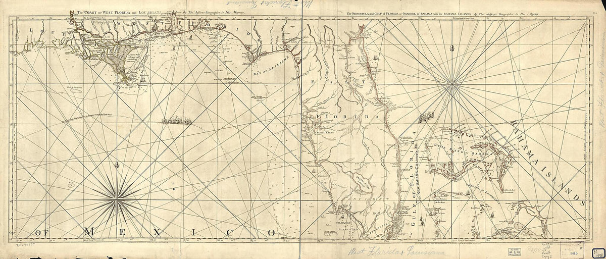 The Coast of West Florida and Louisiana. the Peninsula and Gulf of Florida Or Channel of Bahama With the Bahama Islands in 1775 by Relic Map Company