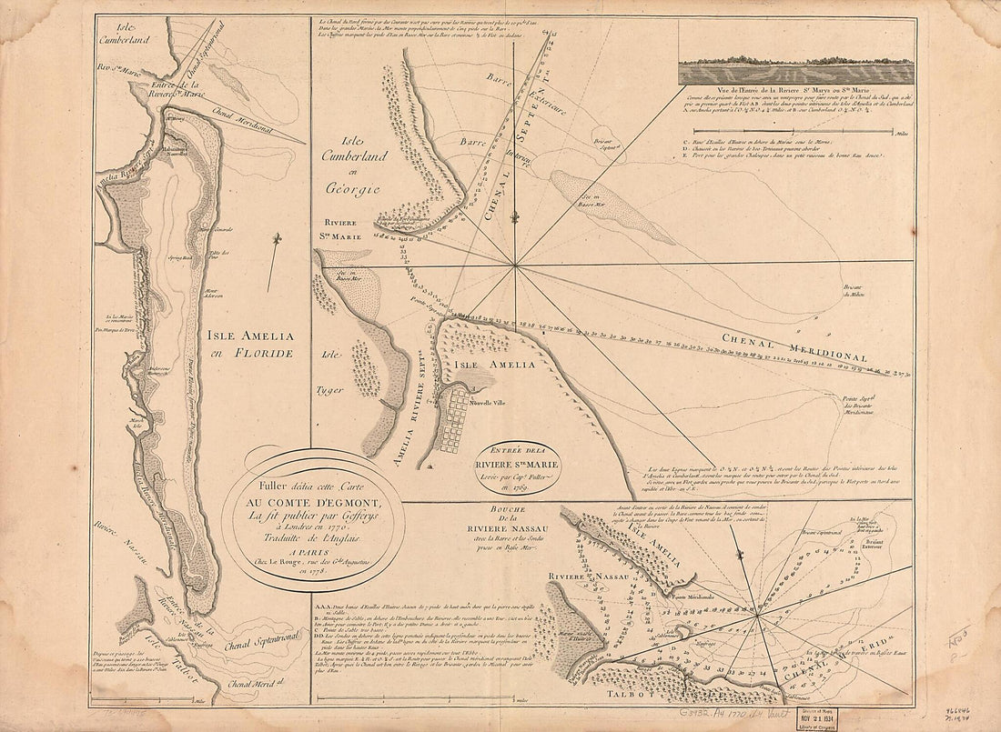 This old map of Isle Amelia En Floride from 1778 was created by William Fuller, Thomas Jefferys,  Louis in 1778