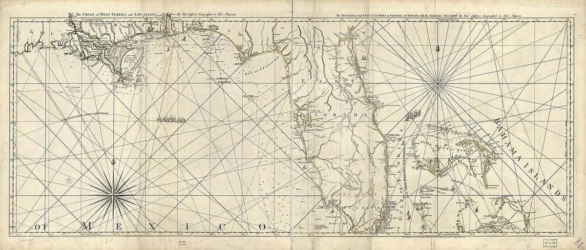 The Coast of West Florida and Louisiana. the Peninsula and Gulf of Florida Or Channel of Bahama With the Bahama Islands 1776 by Relic Map Company