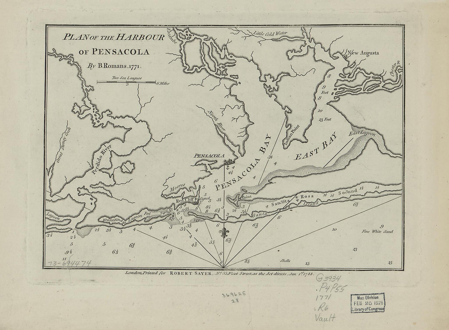 This old map of Plan of the Harbour of Pensacola from 1788 was created by Bernard Romans, Robert Sayer in 1788