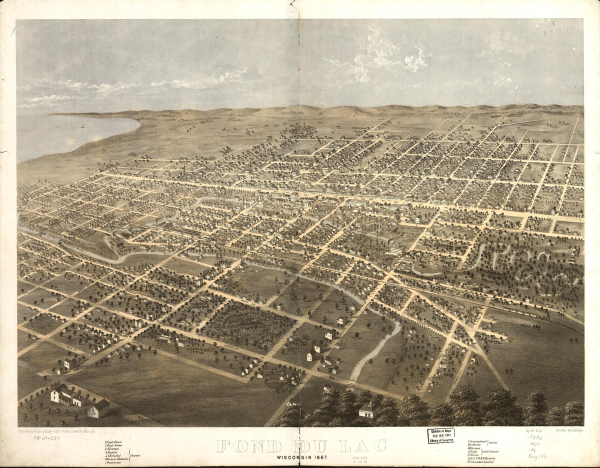 Fond Du Lac, Wisconsin 1867 by Relic Map Company