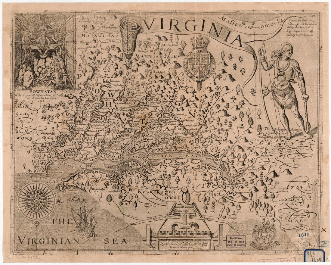 This old map of Virginia from 1900 was created by William Hole, John Smith in 1900