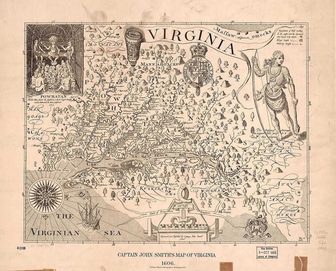 This old map of Virginia from 1900 was created by  Norris Peters Co, John Smith in 1900