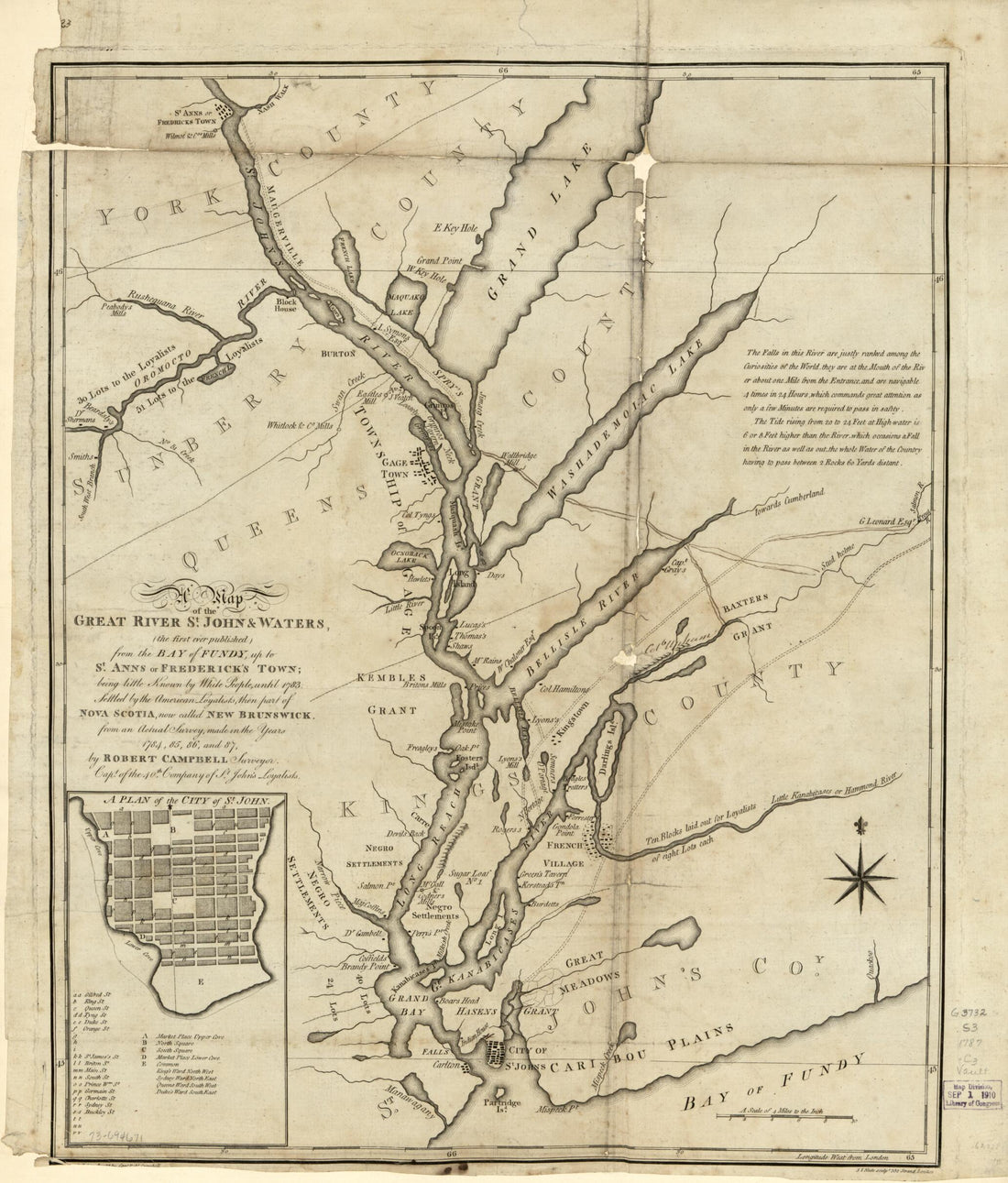 This old map of A Map of the Great River St. John &amp; Waters (the First Ever Published) from the Bay of Fundy, Up to St. Anns Or Frederick&