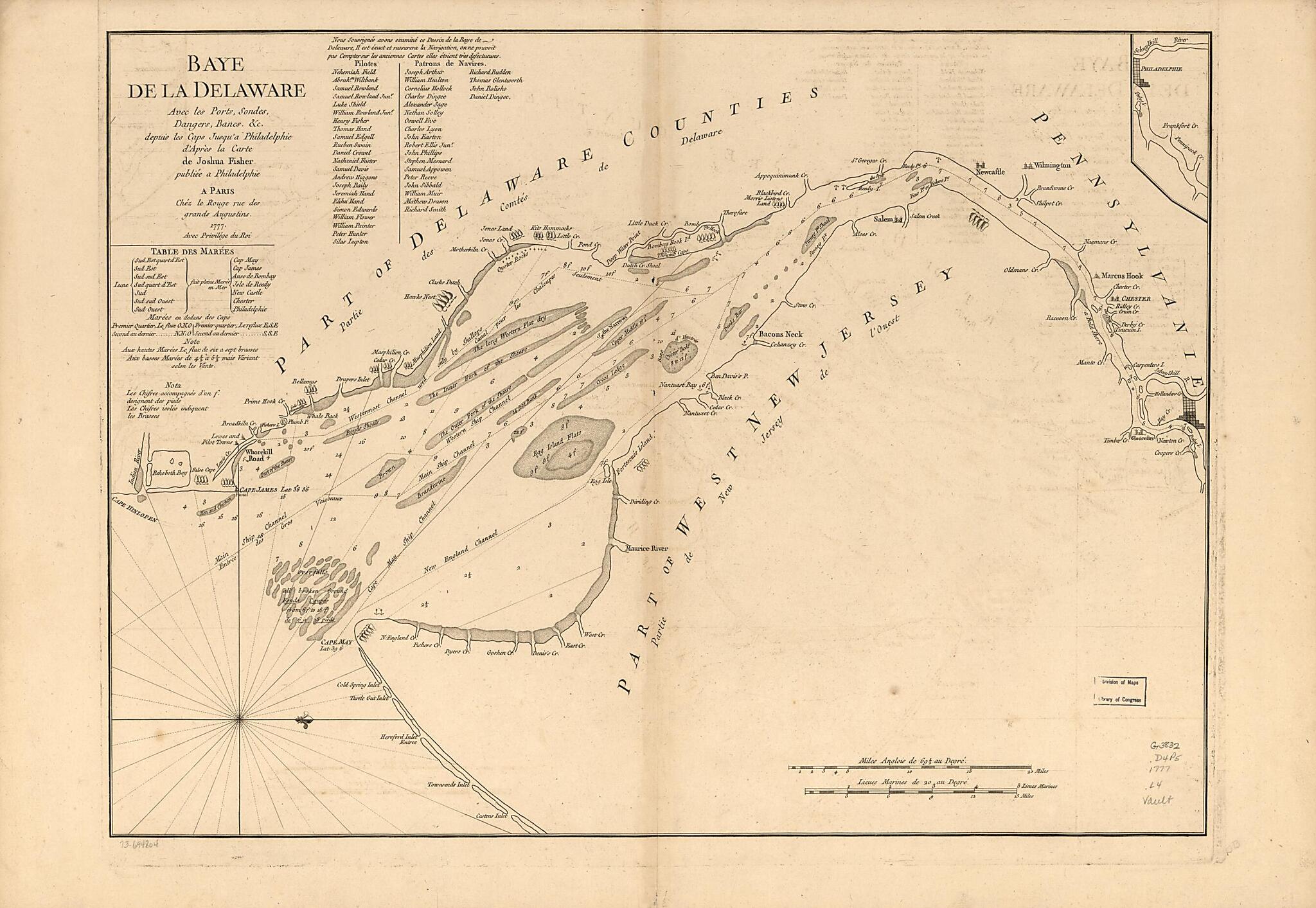 This old map of Baye De La Delaware Avec Les Ports, Sondes, Dangers, Bancs, &amp;c. Depuis Les Caps Jusqu&