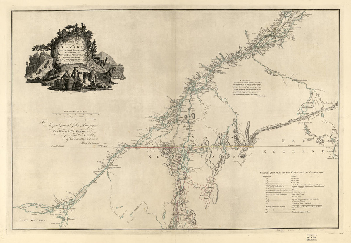 A Map of the Inhabited Part of Canada from the French Surveys, With the Frontiers of New York and New England; 1777 by Relic Map Company