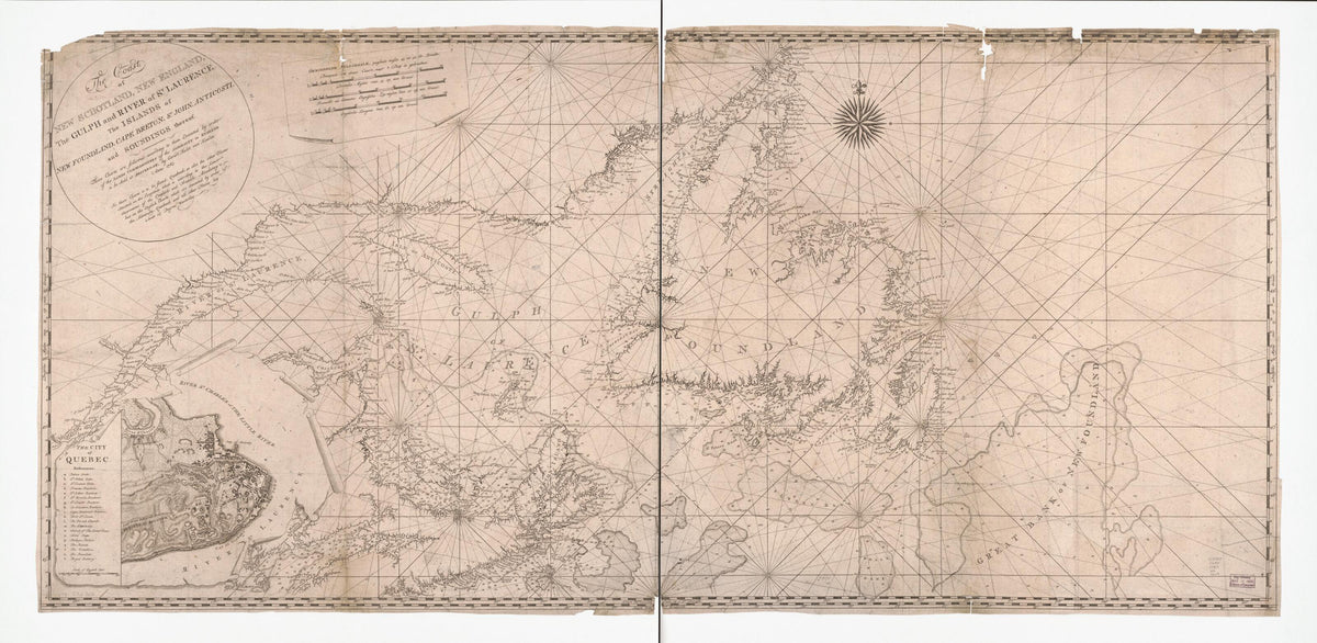 The Coast of New Schotland, New England, the Gulph and River of St. Laurence : the Islands of Newfoundland, Cape Breton, St. John, Anticosti and Soundings Thereof 1783 by Relic Map Company