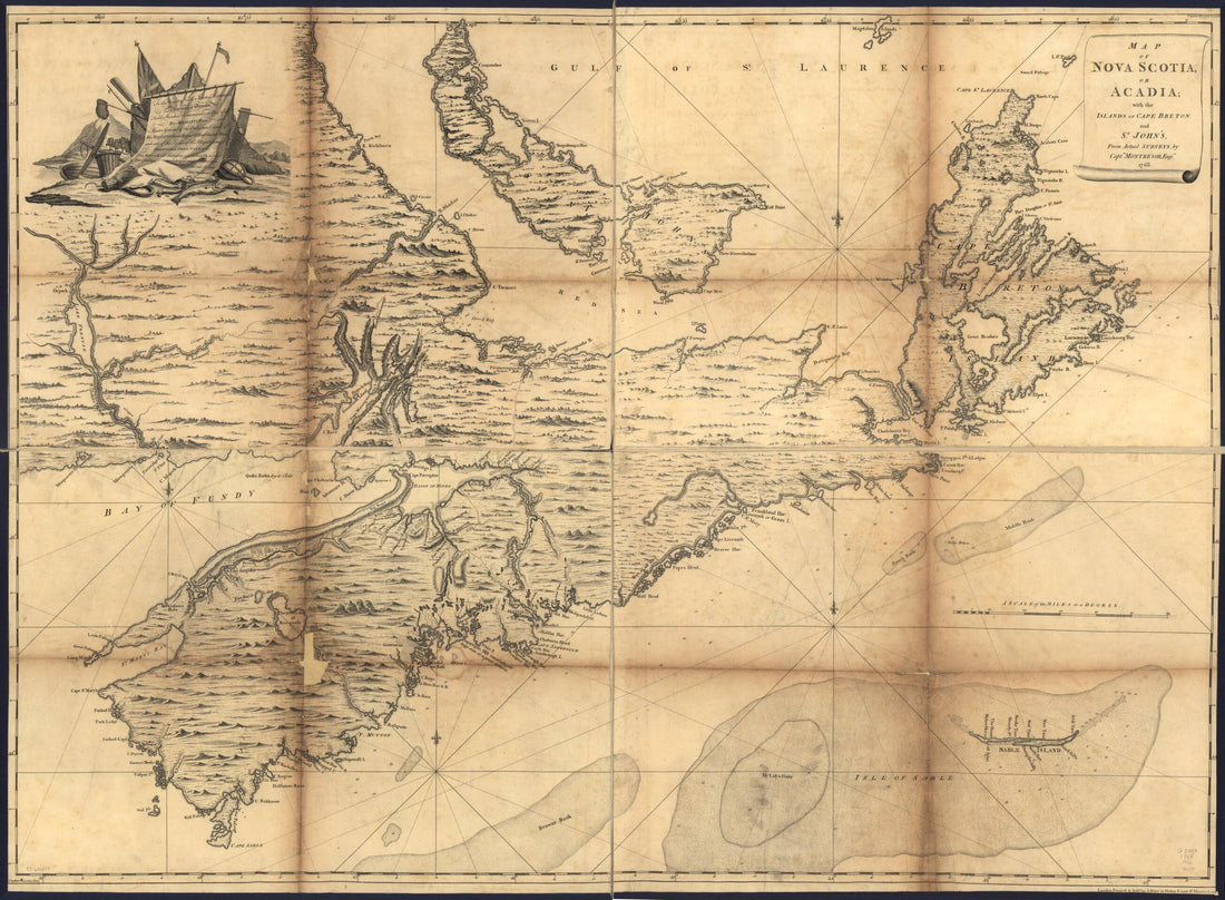 This old map of Map of Nova Scotia, Or Acadia; With the Islands of Cape Breton and St. John&