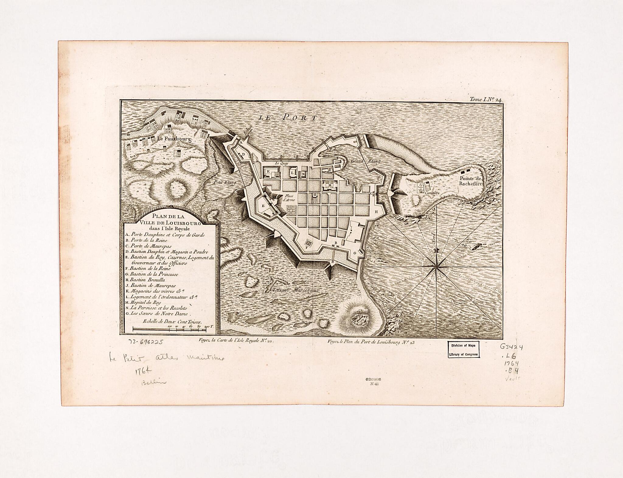 This old map of Plan De La Ville De Louisbourg Dans L&