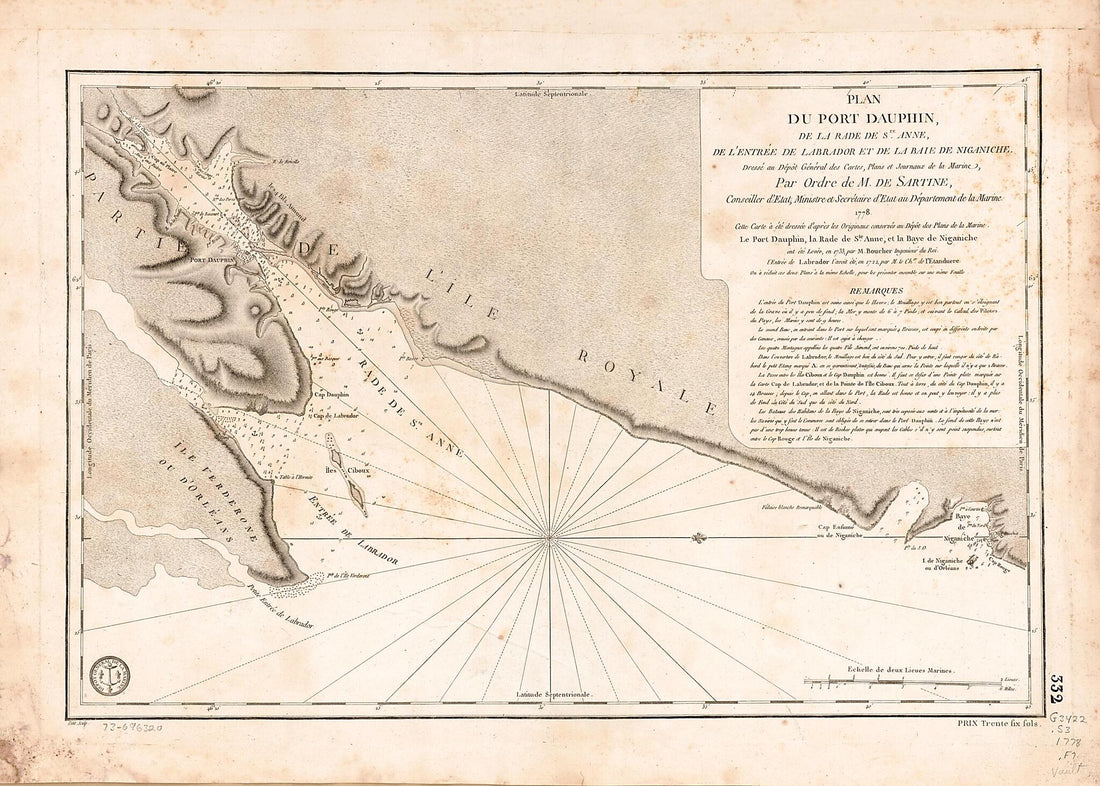 This old map of Plan Du Port Dauphin, De La Rade De Ste. Anne, De L&