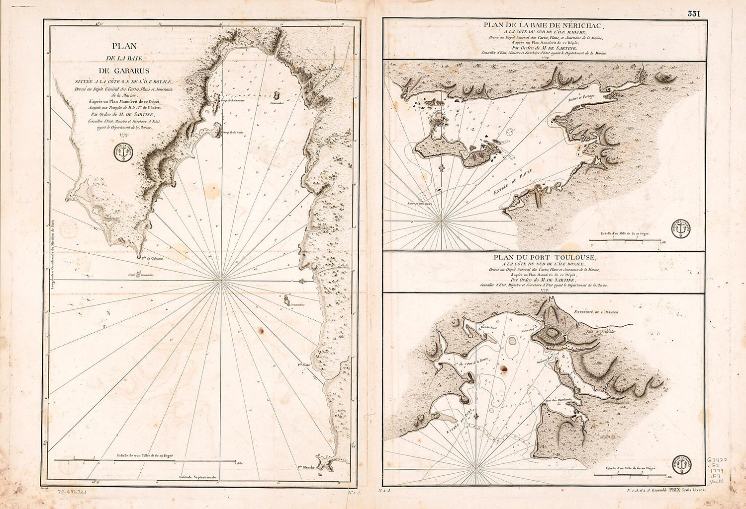 This old map of Plan De La Baie De Gabarus Située a La Côte S.E. De L&