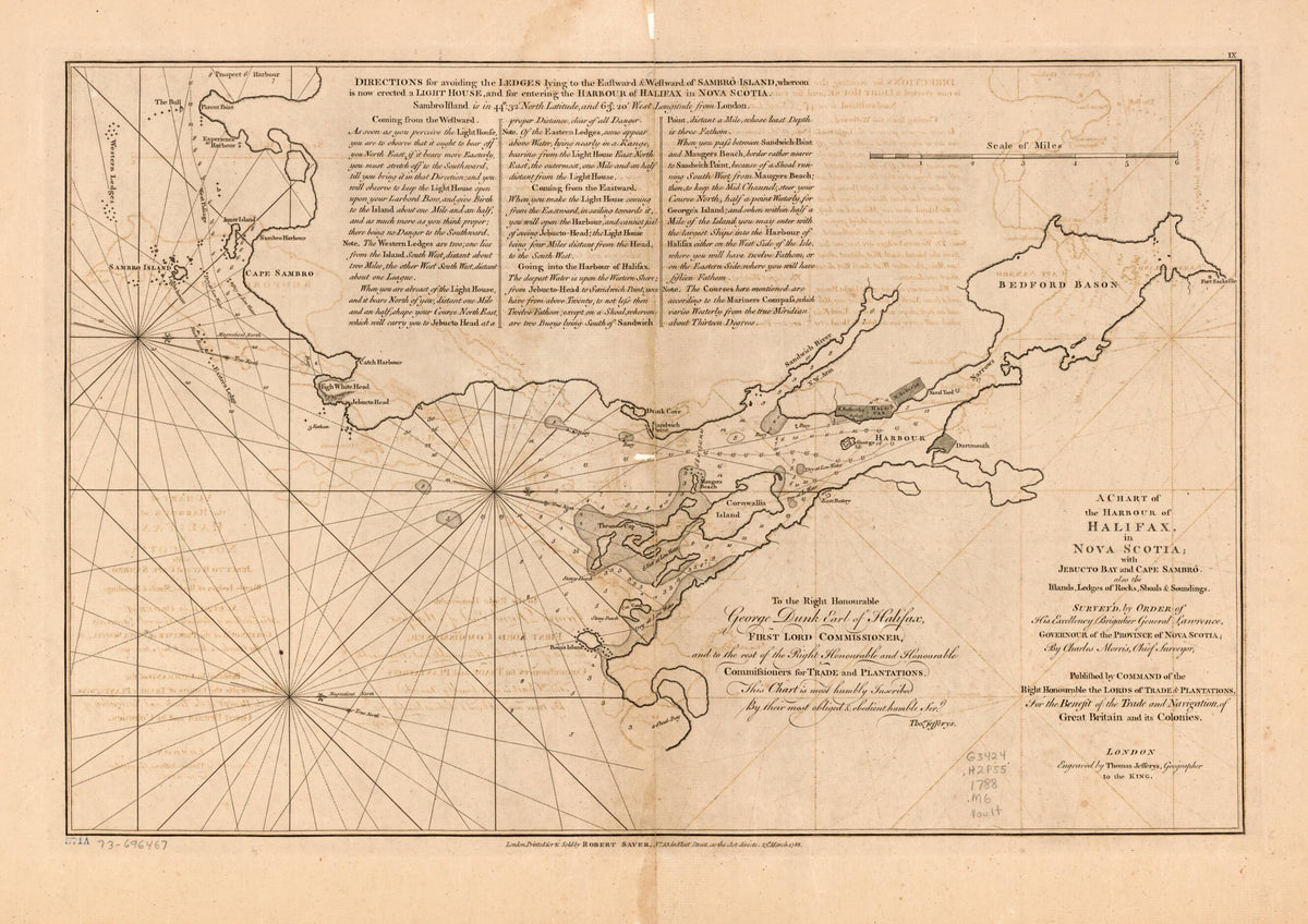 A Chart of the Harbour of Halifax, In Nova Scotia; With Jebucto Bay and Cape Sambrô, Also the Islands, Ledges of Rocks, Shoals &amp; Soundings 1778 by Relic Map Company
