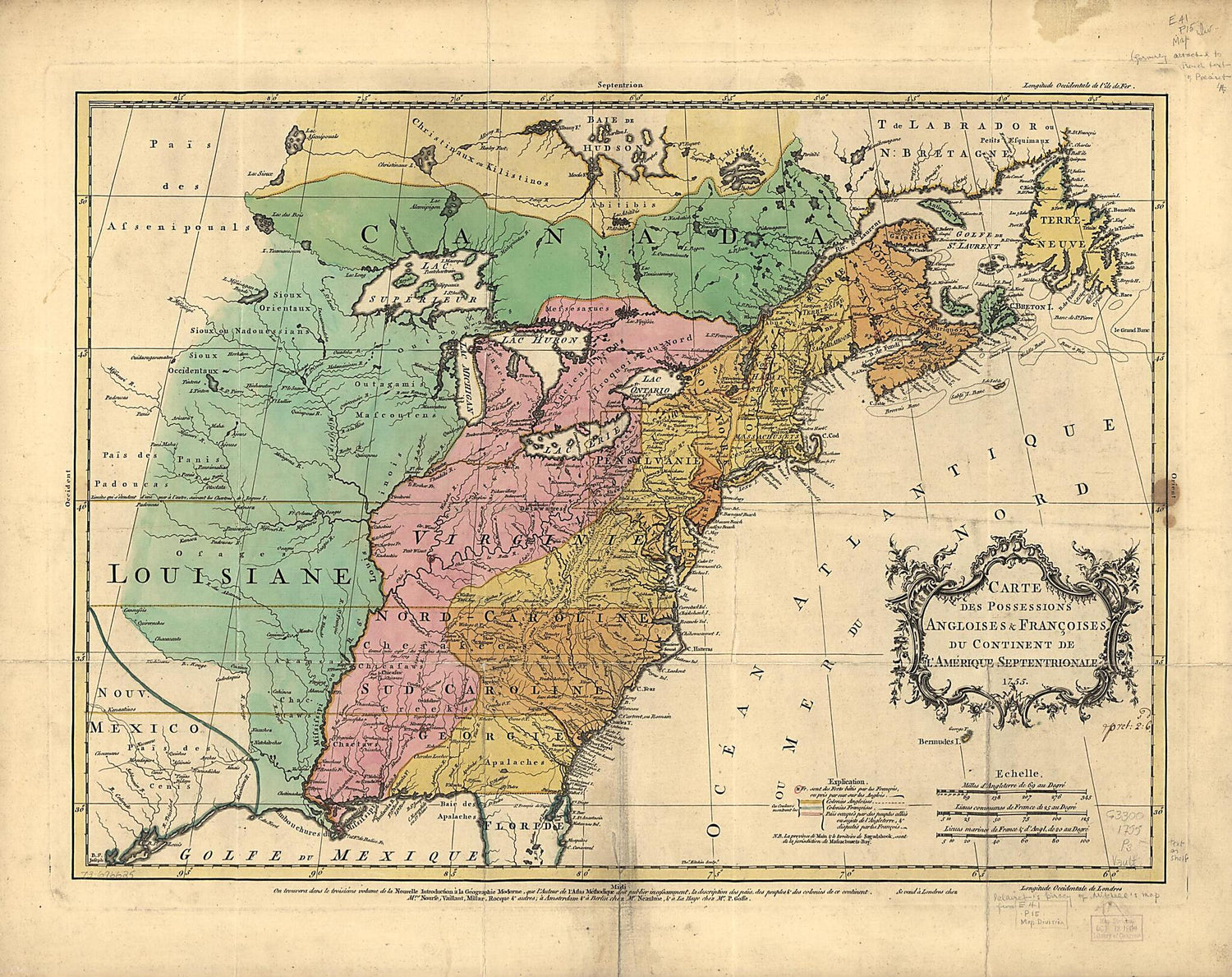 This old map of Carte Des Possessions Angloises &amp; Françoises Du Continent De L&