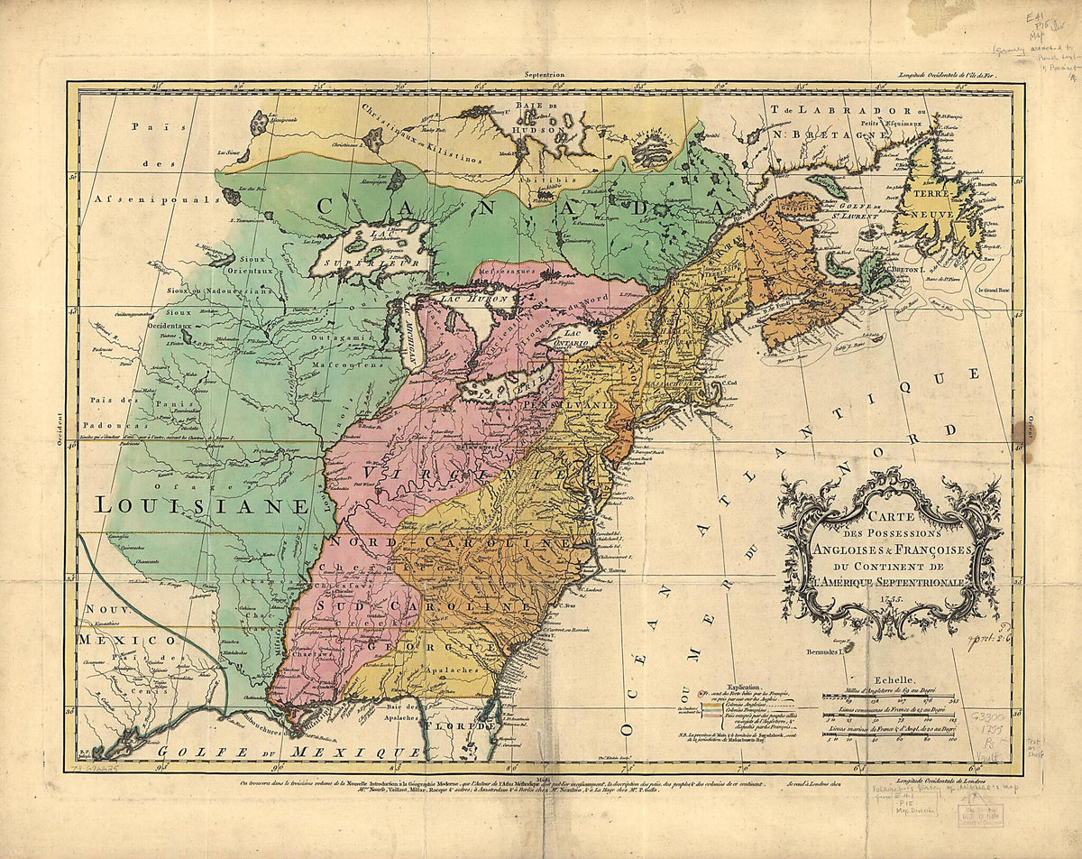 Carte Des Possessions Angloises &amp; Françoises Du Continent De L&