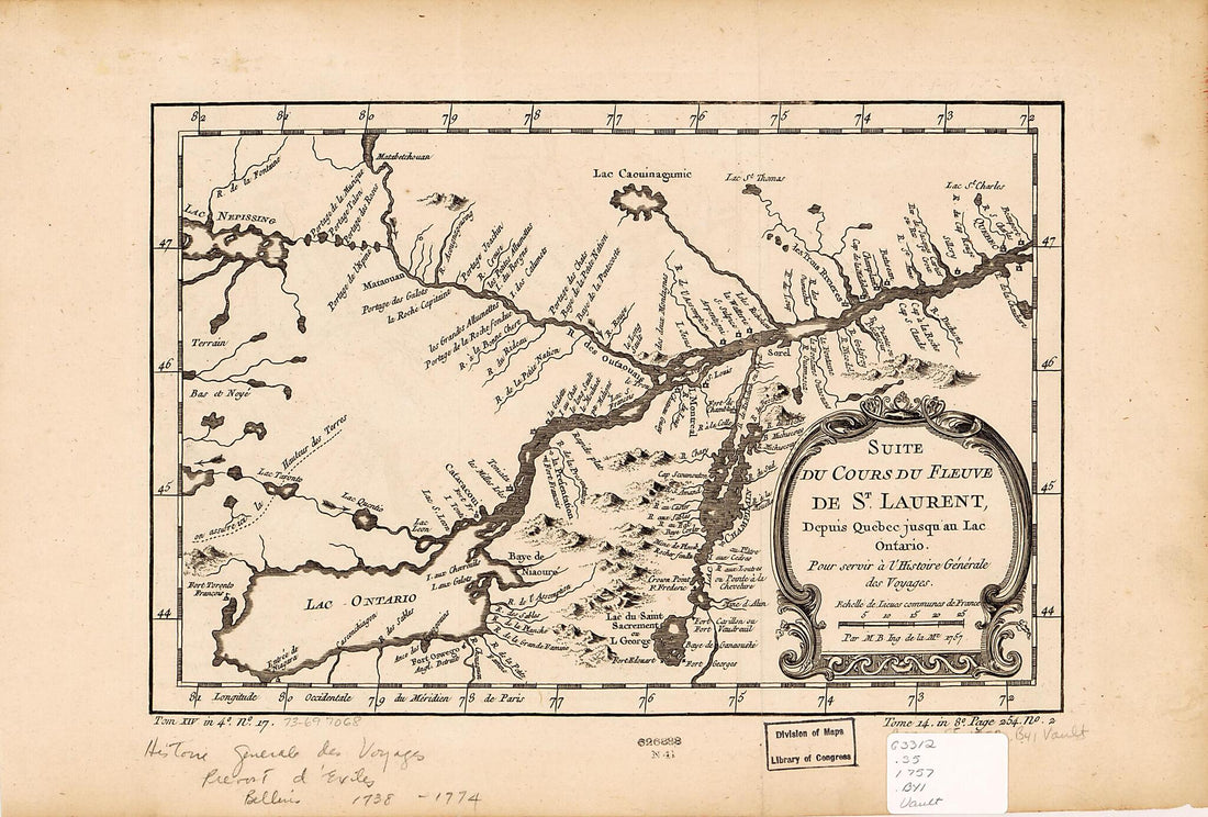 This old map of Suite Du Cours Du Fleuve De St. Laurent, Depuis Québec Jusqu&