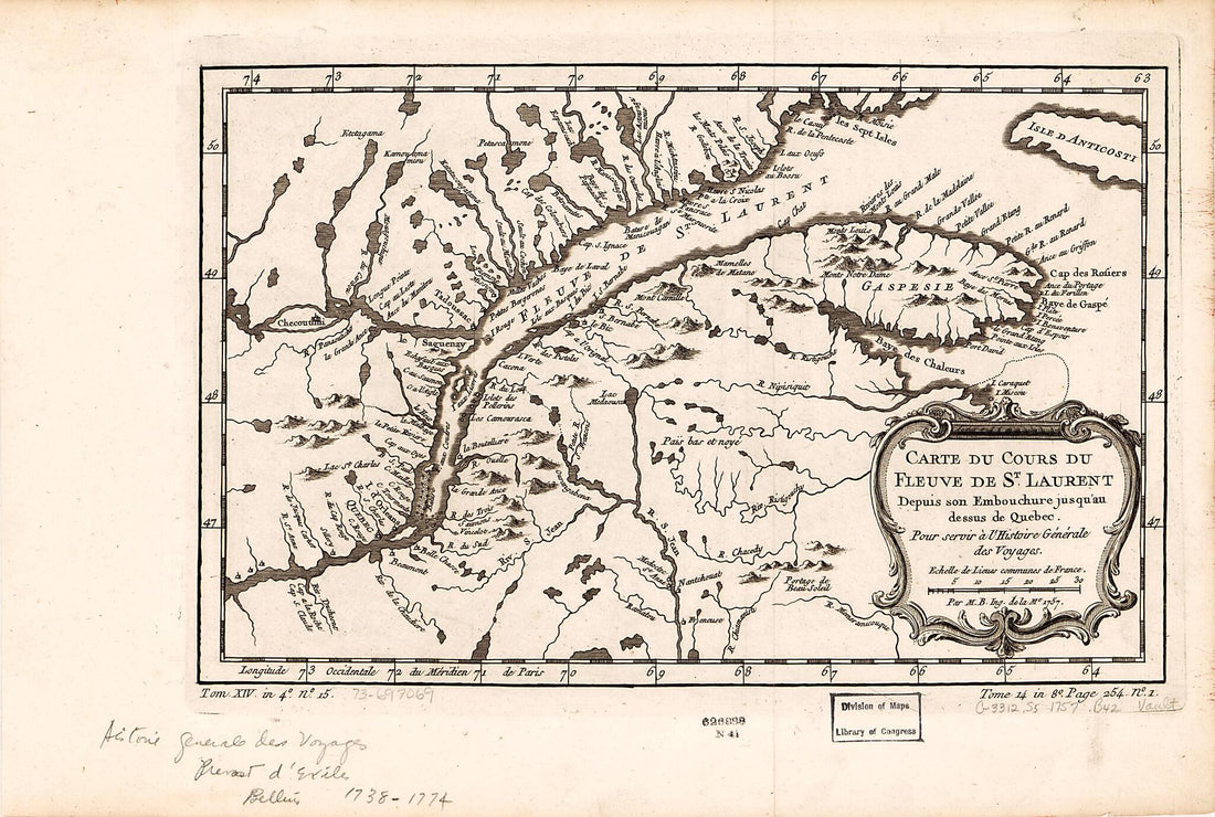 This old map of Carte Du Cours Du Fleuve De St. Laurent Depuis Son Embouchure Jusqu&