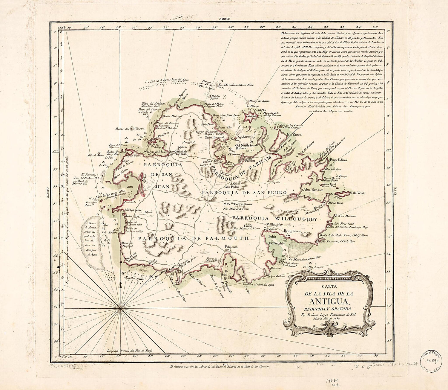 Carta De La Isla De La Antigua 1780 by Relic Map Company