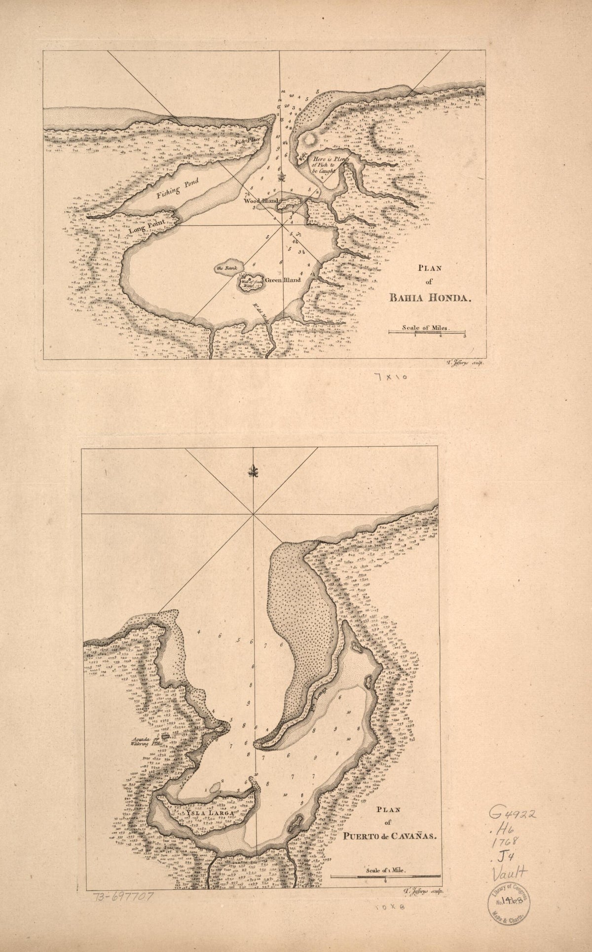 Plan of Bahía Honda. Plan of Puerto De Cavañas 1768 by Relic Map Company