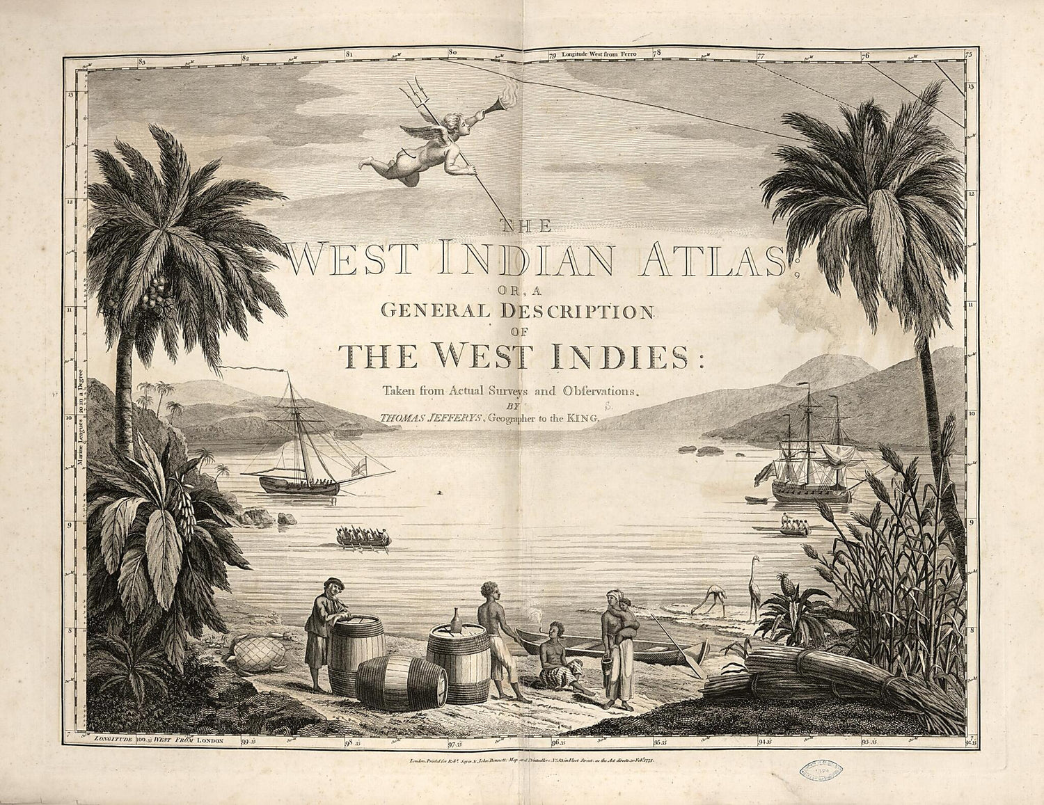 This old map of India Atlas, Or, a Compendious Description of the West-Indies : Illustrated With Forty Correct Charts and Maps, Taken from Actual Surveys : Together With an Historical Account of the Several Countries and Islands Which Compose That Part o