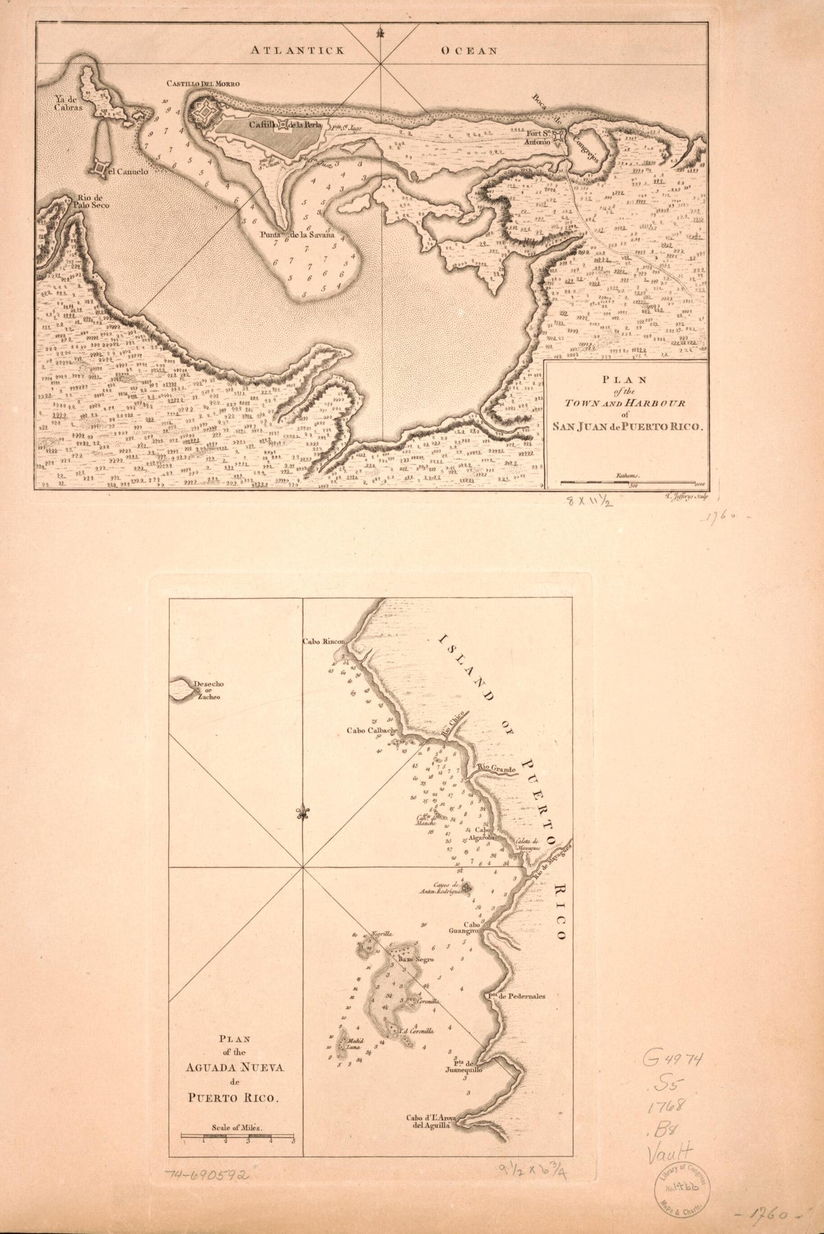 Plan of the Town and Harbour of San Juan De Puerto Rico 1768 by Relic Map Company