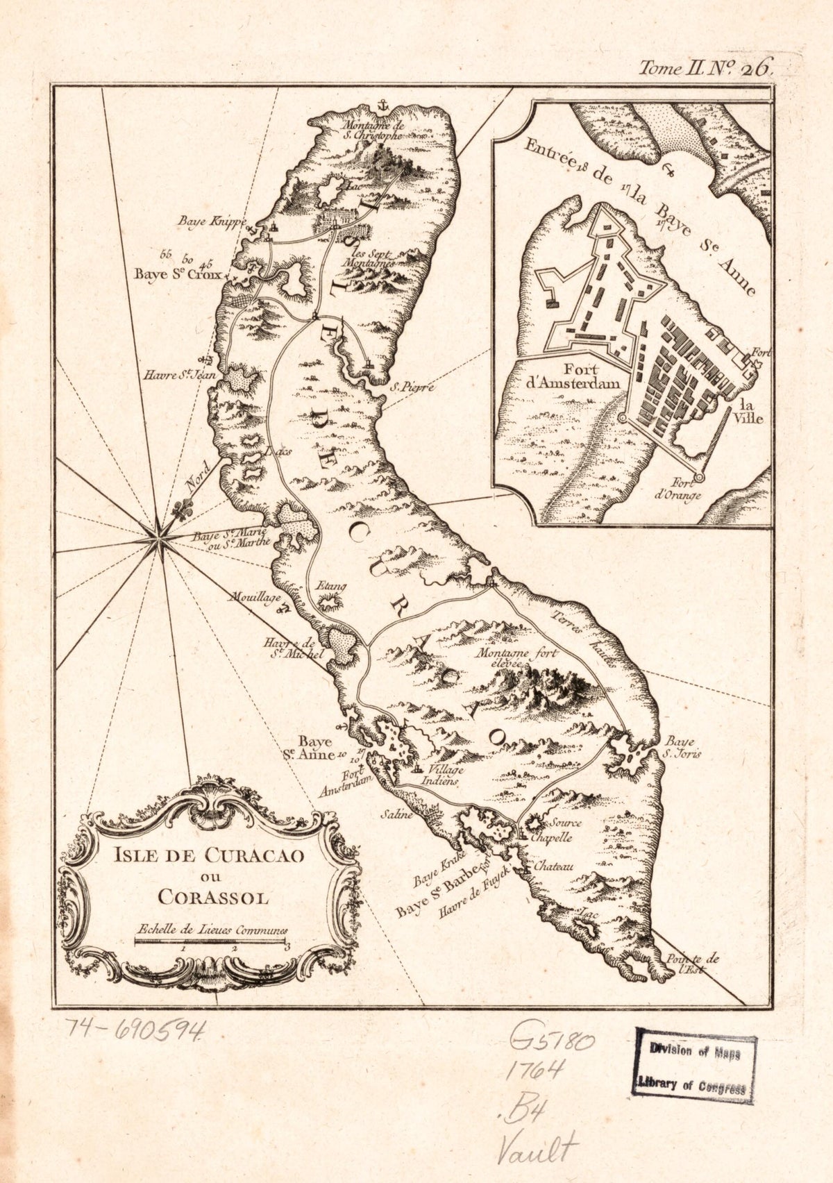 Isle De Curacao Ou Corassol in 1764 by Relic Map Company