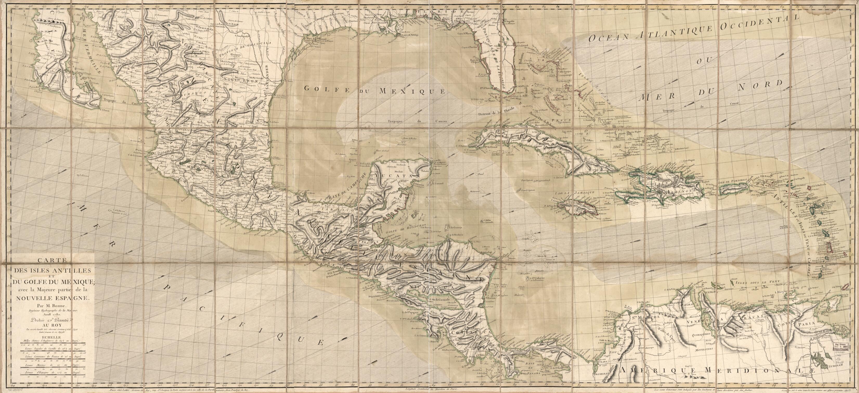 This old map of Carte Des Isles Antilles Et Du Golfe Du Mexique, Avec La Majeure Partie De La Nouvelle Espagne from 1780 was created by Rigobert Bonne, Jean Lattré in 1780