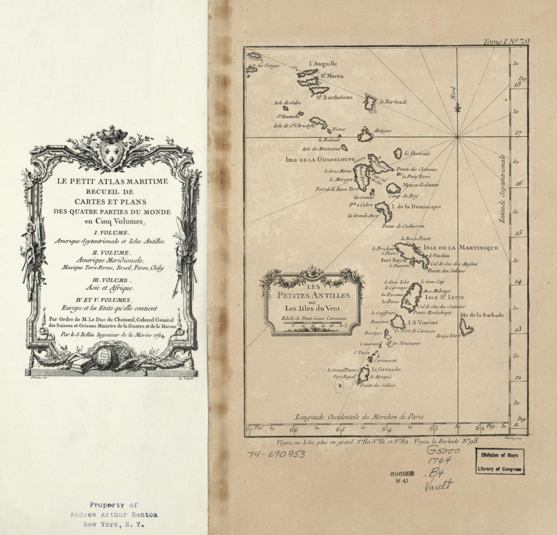 Les Petites Antilles Ou Les Isles Du Vent in 1764 by Relic Map Company