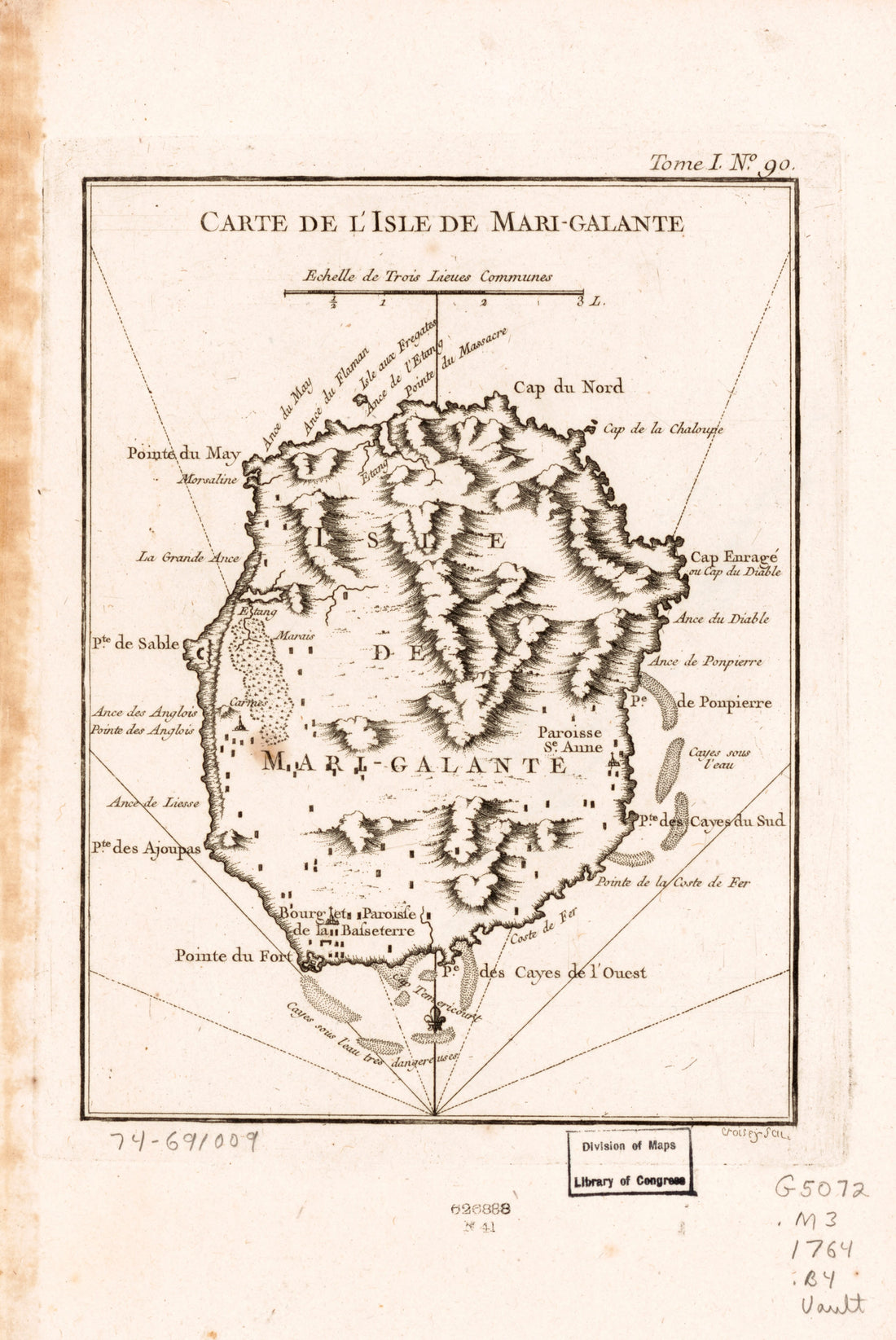 This hand drawn illustration (map) of Galante in from 1764 was created by Jacques Nicolas] [Bellin, P. Croisey in 1764