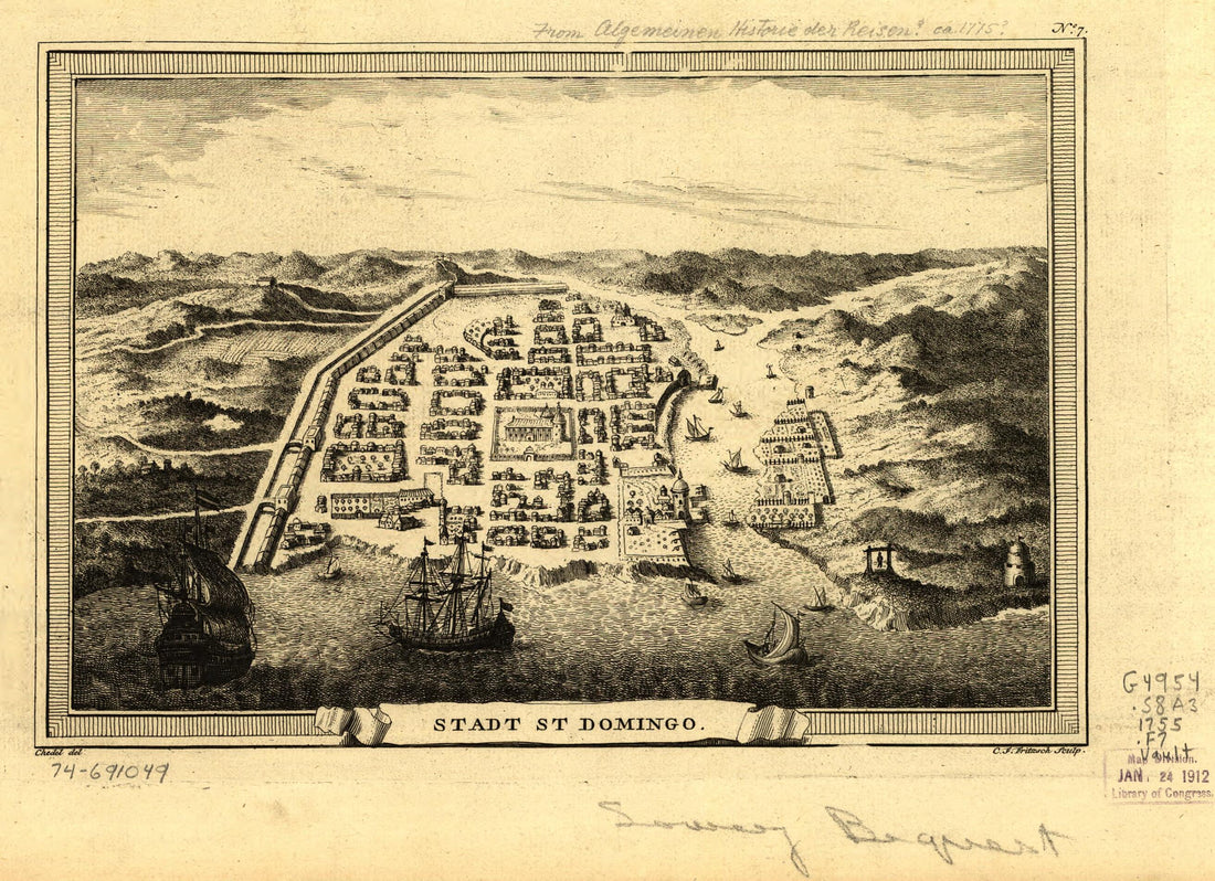 This old map of Stadt St. Domingo from 1755 was created by Pierre Quentin Chedel, C. F. Fritzsch in 1755