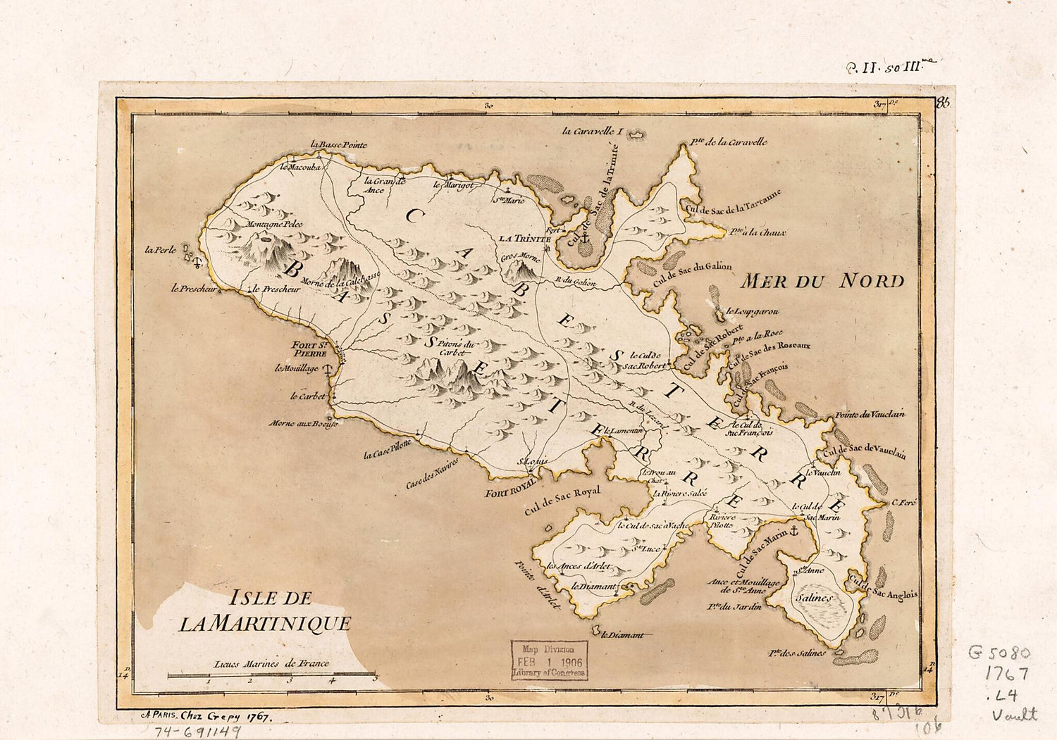 This old map of Isle De La Martinique from 1767 was created by  Louis],  Crépy (Firm) in 1767