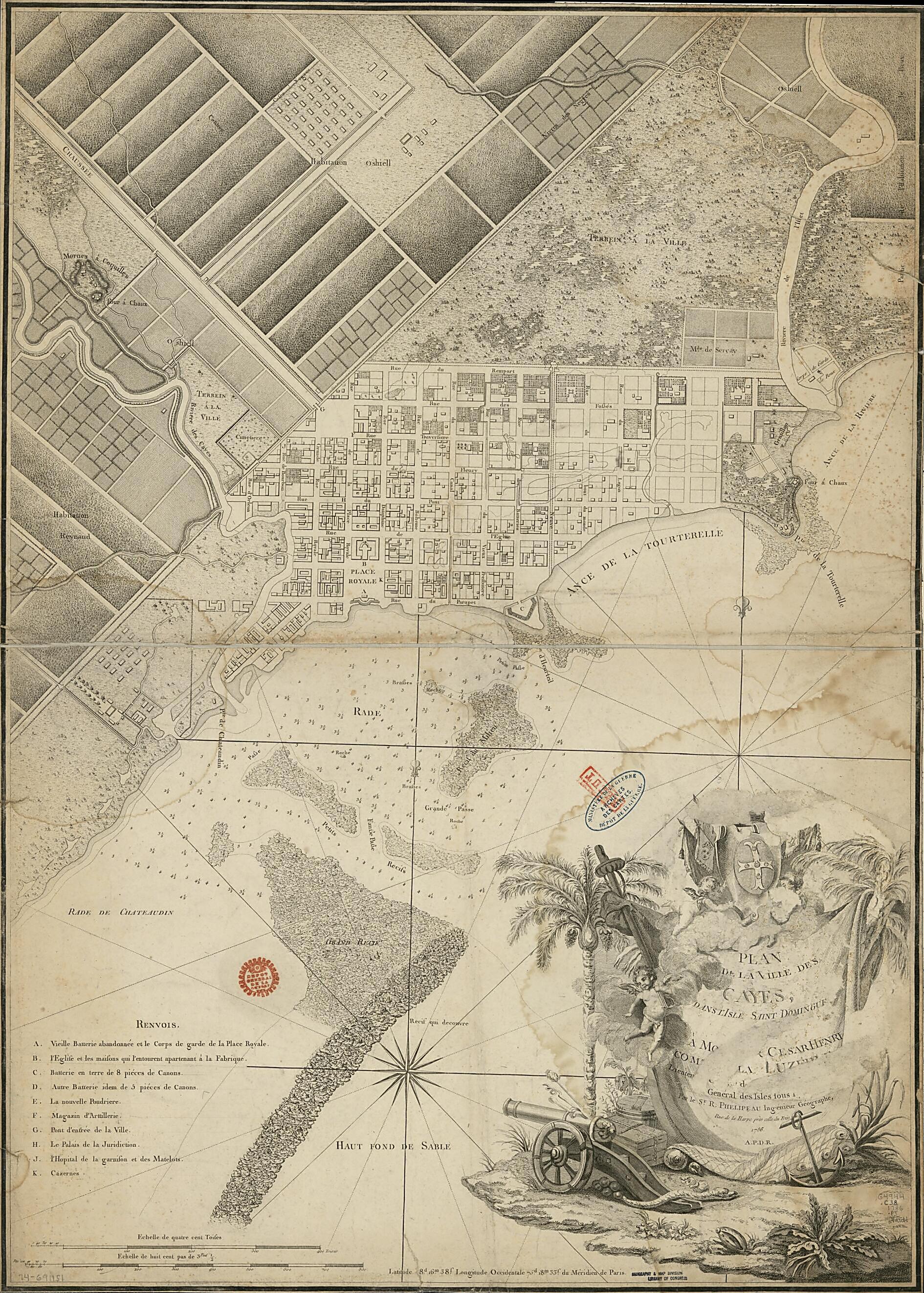 This old map of Plan De La Ville Des Cayes, Dans L&
