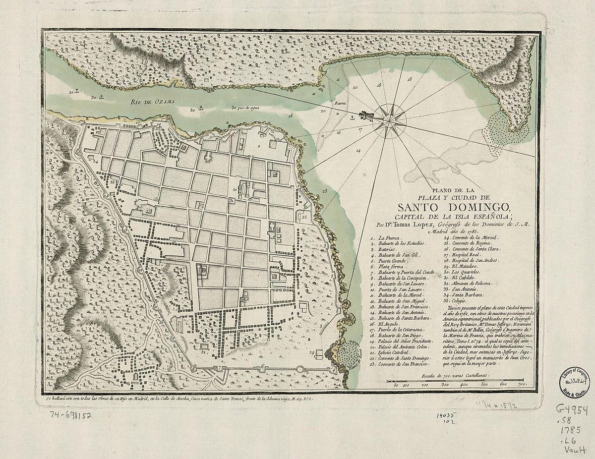 Plano De La Plaza Y Ciudad De Santo Domingo, Capital De La Isla Española; 1785 by Relic Map Company