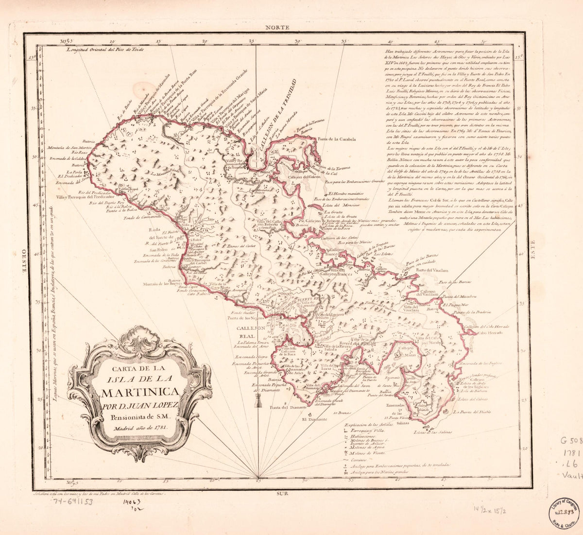 Carta De La Isla De La Martinica 1781 by Relic Map Company