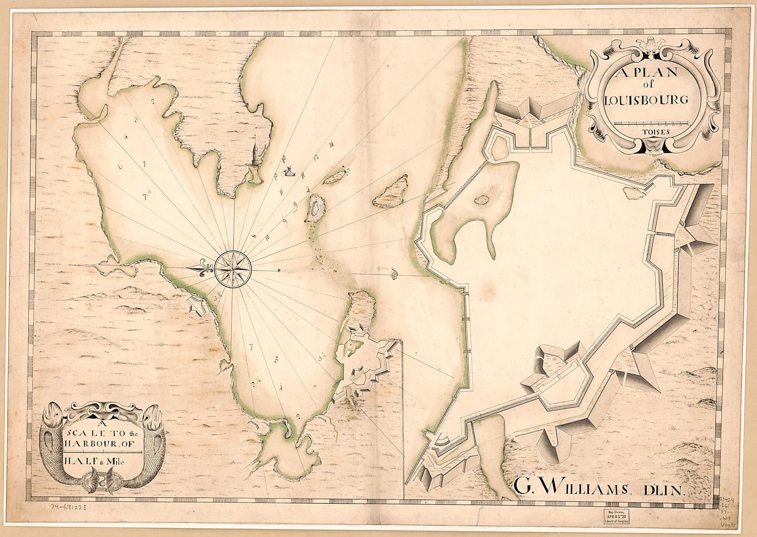 This old map of A Plan of Louisbourg from 1700 was created by G. Williams in 1700