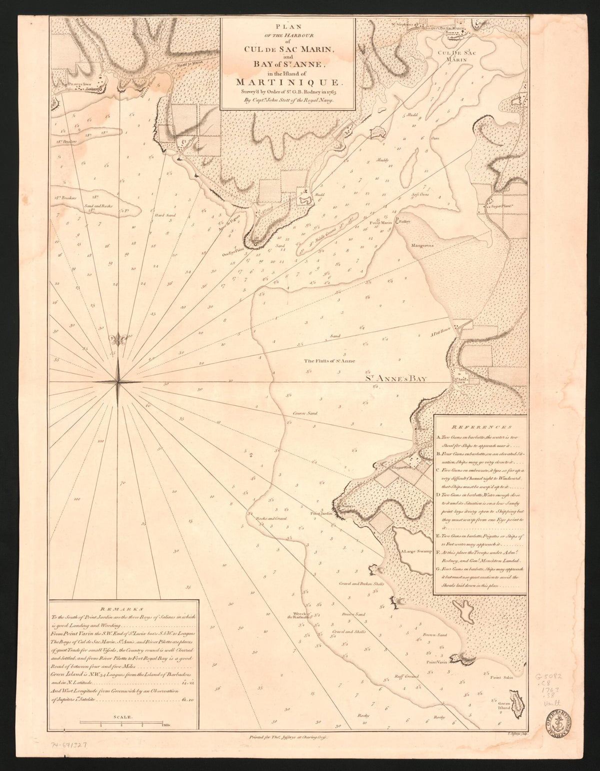 Plan of the Harbour of Cul De Sac Marin, and Bay of St. Anne, In the Island of Martinique 1763 by Relic Map Company